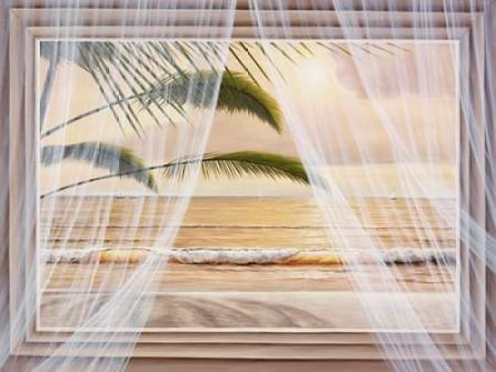 Framed Surf and Palm View Canvas Art - Diane Romanello (22 x 28)