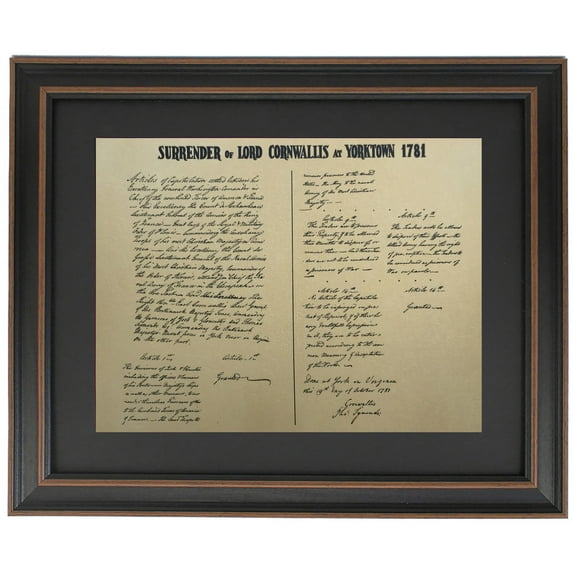 Framed Surrender of Lord Cornwallis at Yorktown. Replica Prints by Patriot Gear Compnay.