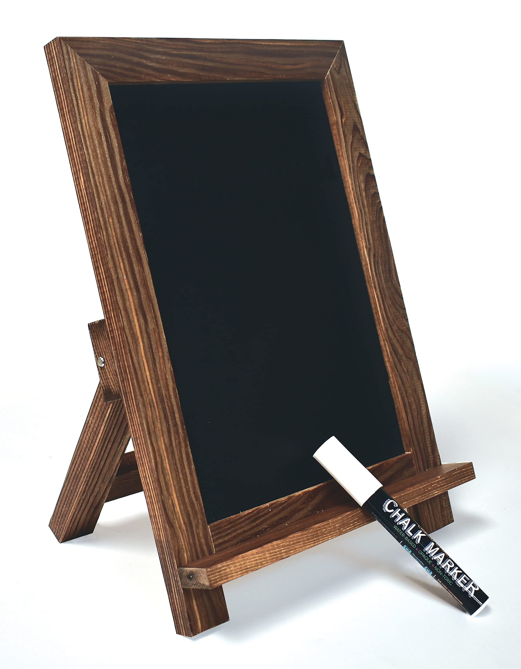 Framed Tabletop Chalkboard Sign, 9.5 x 14, Rustic Wood Frame, Small  Magnetic Chalkboard, Built-in Ledge and Folding Stand, One White Chalk  Marker
