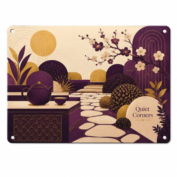 Spring For Key Framed Tea Garden Metal Sign for Breakfast Nook Peaceful Spring ...