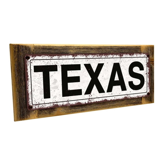 Framed Texas 4"x12" Metal Sign, Wall Décor for Home and Office