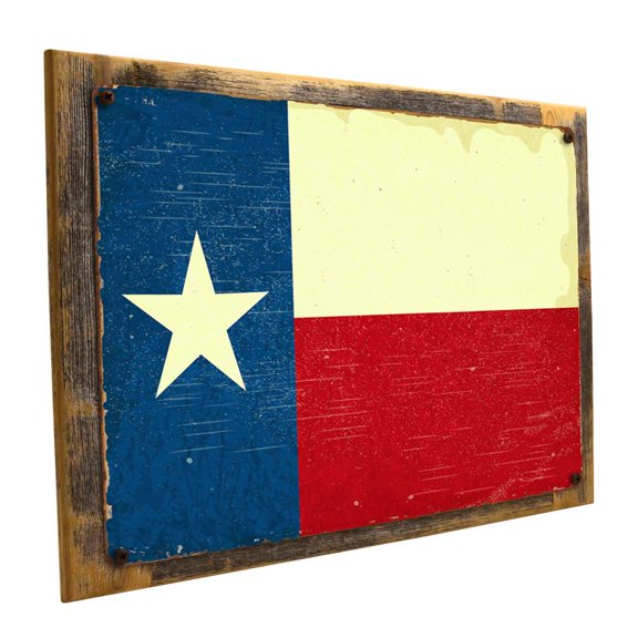 Framed Texas Flag 9"x12" Metal Sign, Wall Decor for Home and Office, Hand-Crafted from reclaimed materials