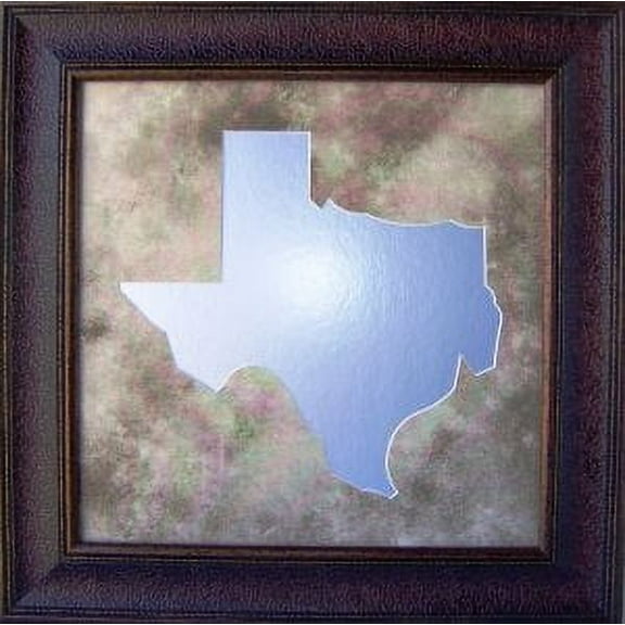 Framed Texas Mirror | Mirror Under Custom Designed Mat | 27L X 27W" Inches