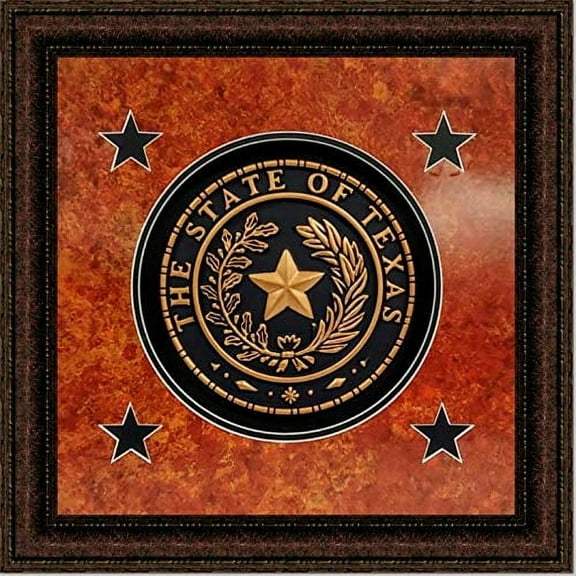 Framed Texas Seal Shadowbox | 3D-Effect Seal in Double Mat | 21L X 21W" Inches
