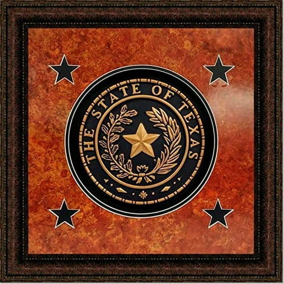 Framed Texas Seal Shadowbox | 3D-Effect Seal in Double Mat | 35L X 35W" Inches