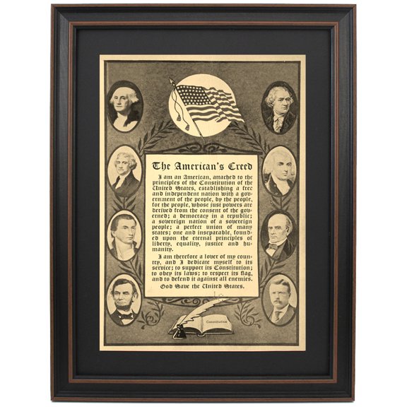 Framed The American's Creed by William Tyler Page. Replica Historical Prints by Patriot Gear Company