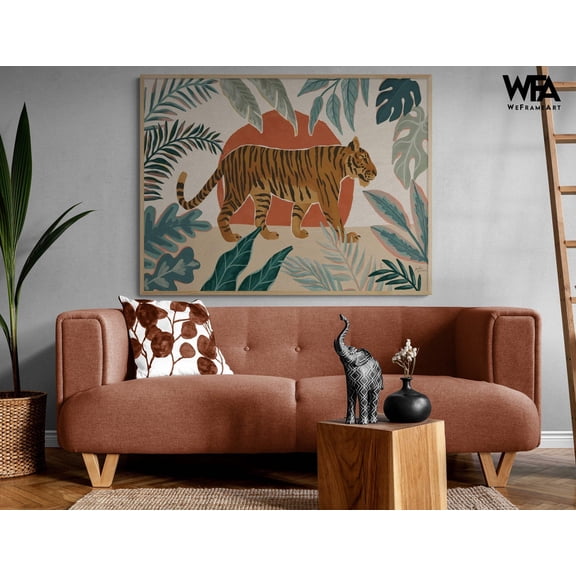 Framed Tiger Print, Jungle Wall Art Print, Nature Wall Decor, Tiger Painting Print, Tiger Wall Hanging, Framed Wall Art, Oversized Wall Art