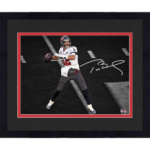 Framed Tom Brady Tampa Bay Buccaneers Super Bowl LV Champions Autographed 11" x 14" Super Bowl LV Action Photograph - Fanatics Authentic Certified