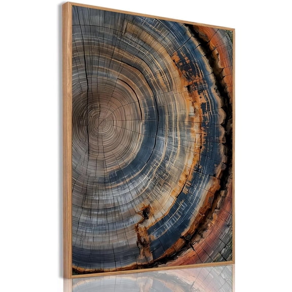 Framed Tree Ring Canvas Wall Art Vintage Colorful Wood Stump Painting Prints Modern Minimalist Pictures Neutral Nature Rustic Farmhouse Decor Living Room Bedroom Bathroom Office