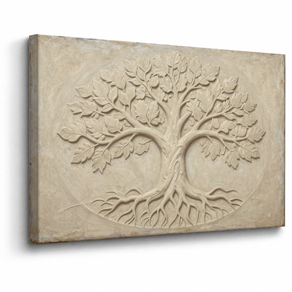 Framed Tree of Life Canvas Wall Art Bedroom Decor Neutral Beige Botanical Branch abstract canvas print for bathroom bedroom living room