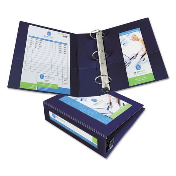 "Framed View Heavy-Duty Binders, 3 Rings, 3"" Capacity, 11 X 8.5, Navy Blue | Bundle of 2 Each"