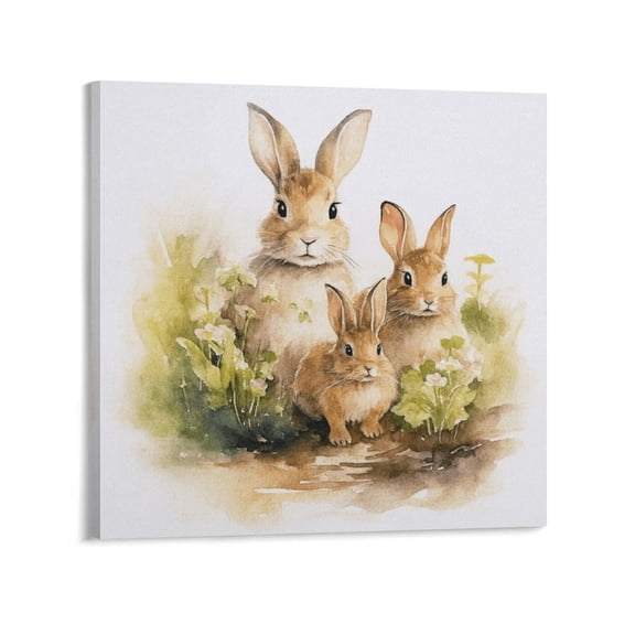 Framed Vintage Bunny Wall Art Decor - Retro Easter Rabbit Botanical Wall Art,Ready To Hang Poster