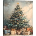 thumbnail image 1 of Framed Vintage Canvas Wall Art, Rustic Winter Evergreen Tree Pictures Pine Tree with Gifts Wall Decor for Kitchen, Bathroom, Room Decor Perfect for Winter, Christmas Decoration, 1 of 6