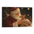 thumbnail image 1 of Framed Vintage Christmas Canvas Wall Art Santa Claus Holds The Fawn Print Retro Christmas Farmhouse Wall Decor,Christmas Holiday Decor for Home and Office, 1 of 5