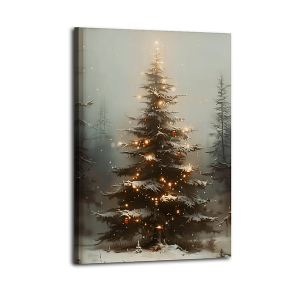 Framed Vintage Christmas Tree with Lights Wall Decor,Forest Wall Art Decor,Holiday Home Decor for Living Room Bedroom Farmhouse Christmas Decoration,Ready to Hang Christmas Art