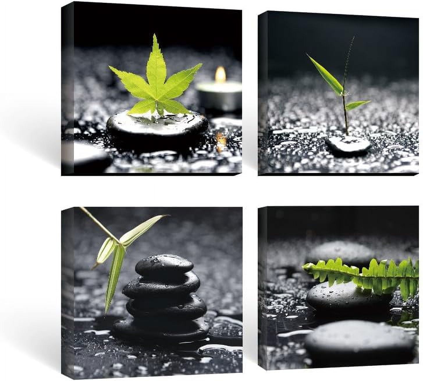 Framed Wall Art Bathroom Decor Black and White Canvas Paintings Green ...