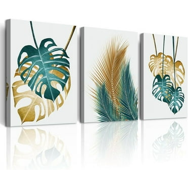 Framed Wall Art For Bedroom Abstract Wall Decor Art For Living Room Kitchen Decoration Leaves Wall Painting Modern Wall Pictures Artwork Office Canvas Prints Dining Room Home Decor 3 Piece