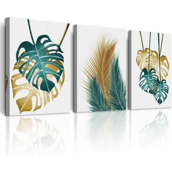 No Framed Wall Art For Bedroom Abstract Wall Decor Art For Living Room Kitchen Decoration Leaves Wall Painting Modern Wall Pictures Artwork Office Canvas Prints Dining Room Home Decor 3 Piece