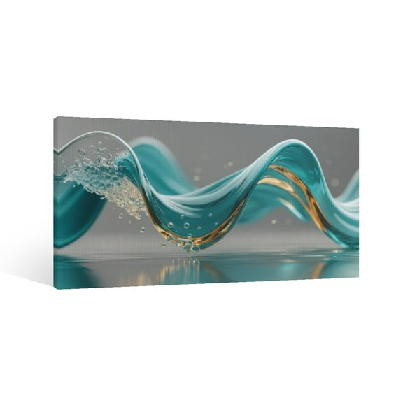 Framed Wall Art Canvas Art Prints, Modern Fluid Crystal Style Abstract Glass Wave Poster