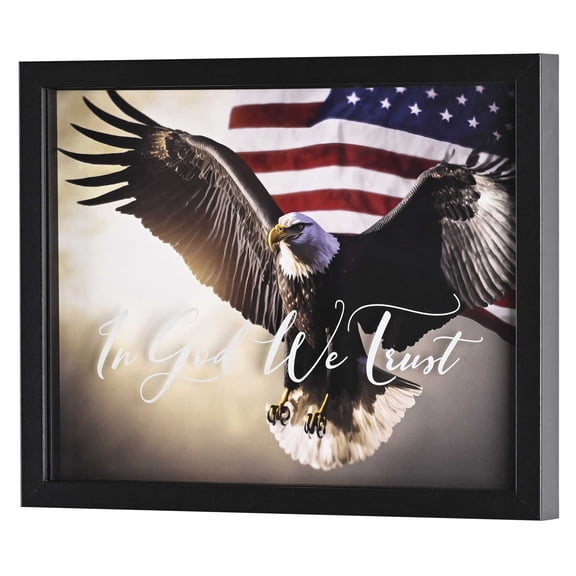 Dicksons Inspirational Hanging Wall Art Picture Frame For Living Room 12 x 15 MDF and Glass In God We Trust Eagle