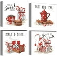 thumbnail image 1 of Framed Wall Art Merry Christmas Wall Decor Festival Red Christmas Present Canvas Prints for Living Room Bathroom Home 4 Panels 12x12 Inches, 1 of 6