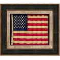 thumbnail image 1 of Framed Wavy American Flag with Grommets Shadowbox | Real Cotton Cloth Embroidered Flag | 27L X 31W" Inches, 1 of 6