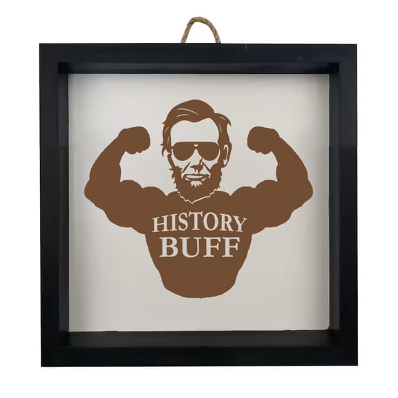 Framed Wood Sign Wall Art Home Desk Decor Gift History Buff Abe Lincoln Funny Dad For Teacher (Black Frame)