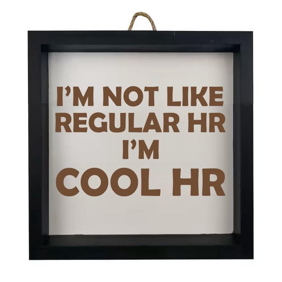 Framed Wood Sign Wall Art Home Desk Decor Gift I'm Not Like Regular HR I'm Cool HR Funny Human Resources (Black Frame)