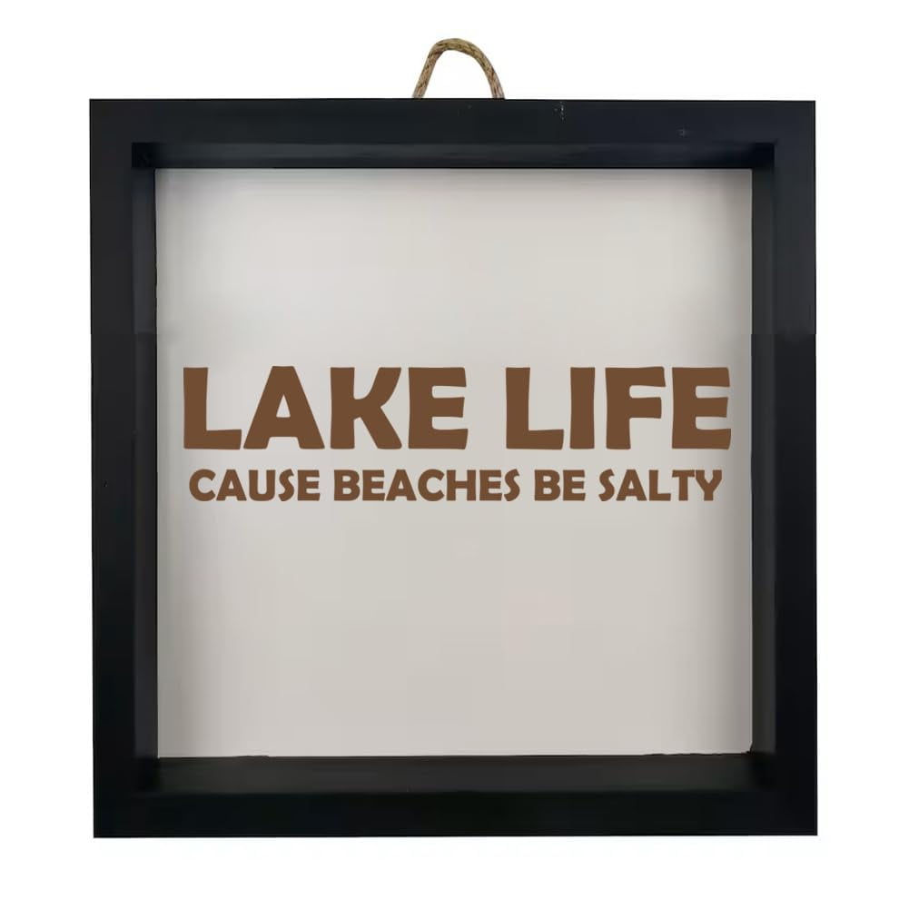 "Lake Life - Cuz Beaches Be Salty" 4 Inch Window Cling Decal - Black, Made In USA