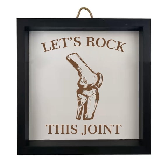 Framed Wood Sign Wall Art Home Desk Decor Gift Let's Rock This Joint Funny Physical Therapist Therapy Doctor DPT (Black Frame)