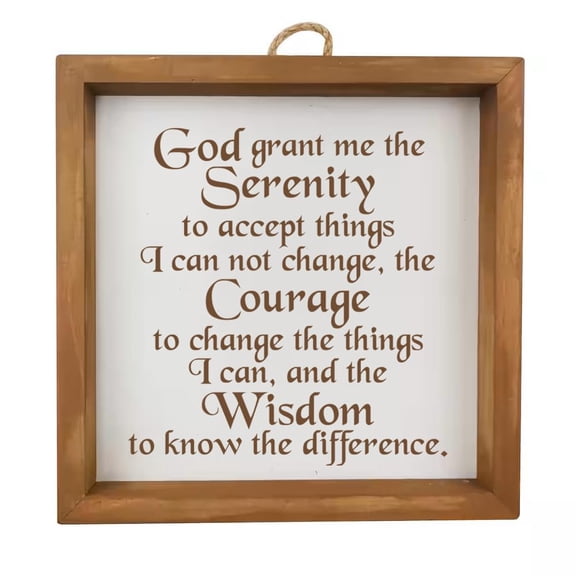 Framed Wood Sign Wall Art Home Desk Decor Gift Serenity Quote (Brown Frame)
