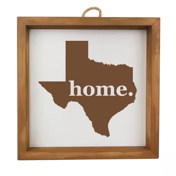 Framed Wood Sign Wall Art Home Desk Decor Gift Texas Home (Brown Frame)
