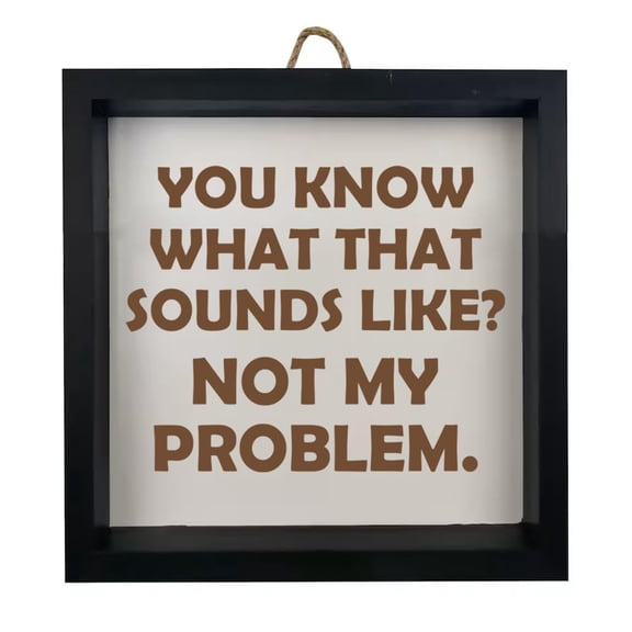 Framed Wood Sign Wall Art Home Desk Decor Gift You Know What That Sounds Like Not My Problem Funny Sarcasm (Black Frame)