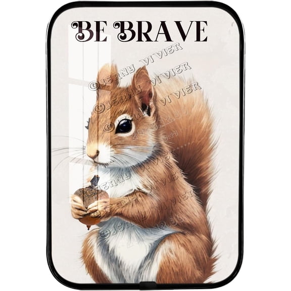 Framed Wooden Wall Art Squirrel Woodland Animals Art Print, Adorable Squirrel Crystal Porcelain Painting, Inspirational Forest Animal Picture, Squirrel Gifts Black Framed Art 12x8 inches