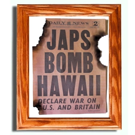 Framed World War Two, WW2 Newspaper. JAPANESE BOMB PEARL HARBOR, 1941