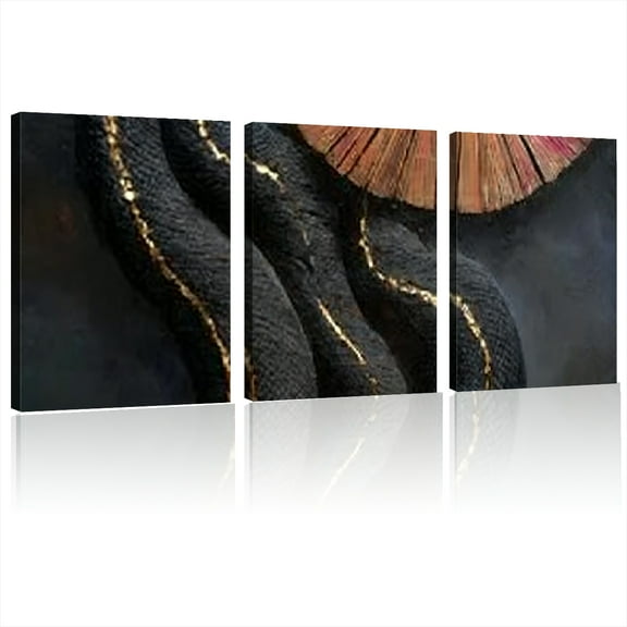 Framed Wrapped Canvas3pcs Black Decoration Painting, Abstract art, Geometric Pattern Canvas Painting, Modern Minimalist Mural Hanging Painting, Ideal for Living Room,12*16inch*3pcs