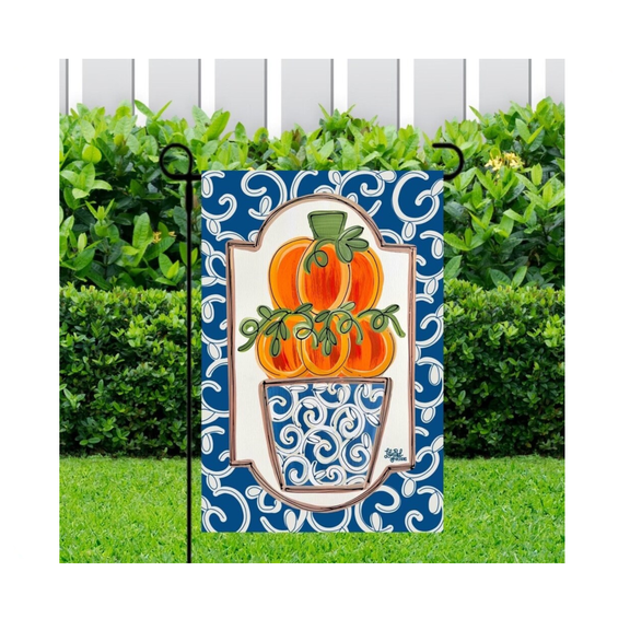 Framed double pumpkin VINYL Flag 12x18 POLE NOT INCLUDED Garden Flag