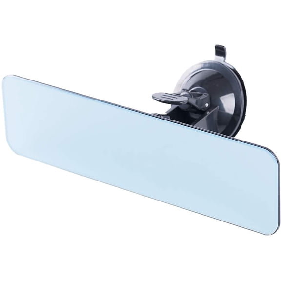Frameless Anti-Glare Rearview Mirror - Universal Car Interior Mirror With Adhesive Suction Cup, Blue Endoscope (9.4"X2.55")