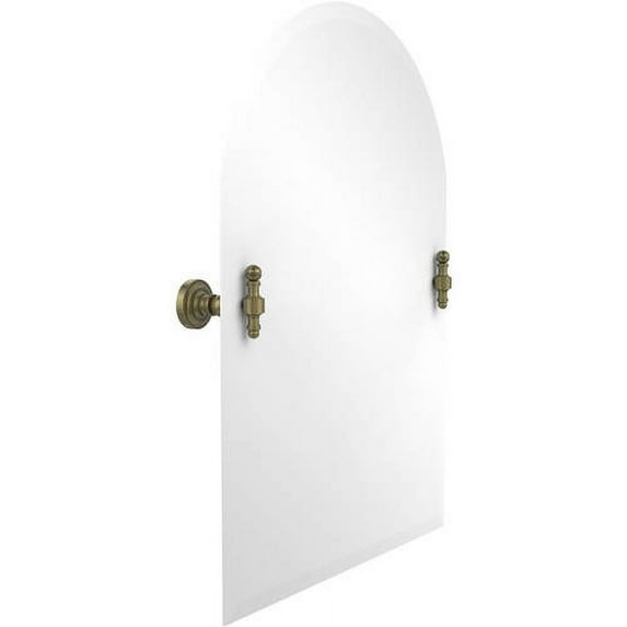 Frameless Arched Top Tilt Mirror with Beveled Edge in Antique Brass