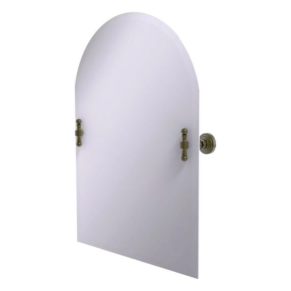 Frameless Arched Top Tilt Mirror with Beveled Edge in Antique Brass