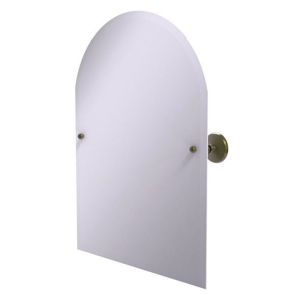 Frameless Arched Top Tilt Mirror with Beveled Edge in Antique Brass