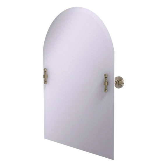Frameless Arched Top Tilt Mirror with Beveled Edge in Antique Pewter