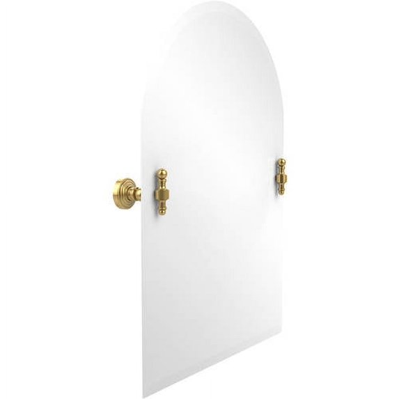 Frameless Arched Top Tilt Mirror with Beveled Edge in Polished Brass