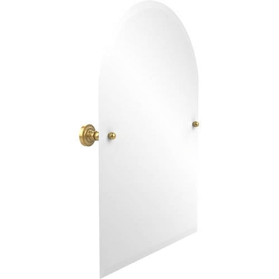 Frameless Arched Top Tilt Mirror with Beveled Edge in Polished Brass