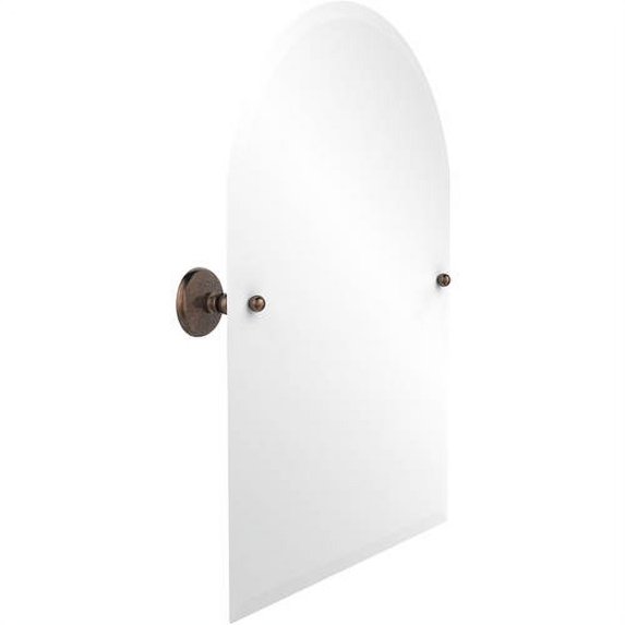 Frameless Arched Top Tilt Mirror with Beveled Edge in Venetian Bronze
