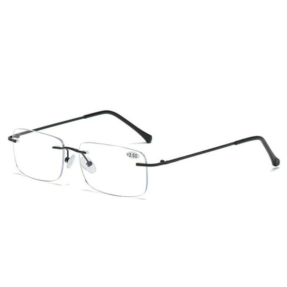 Frameless BIFOCAL Black Reading Glasses 1.00 for Men and Women, Rectangle Presbyopic glasses, Rimless Blue Light Blocking Readers 1.00