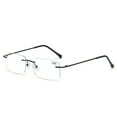 thumbnail image 1 of Frameless BIFOCAL Black Reading Glasses 4.00 for Men and Women, Rectangle Presbyopic glasses, Rimless Blue Light Blocking Readers +4.00, 1 of 6