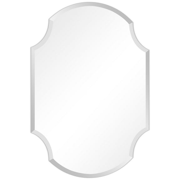 Frameless Beveled Octagonal Scallop Black Matte Finished Wall Mirror