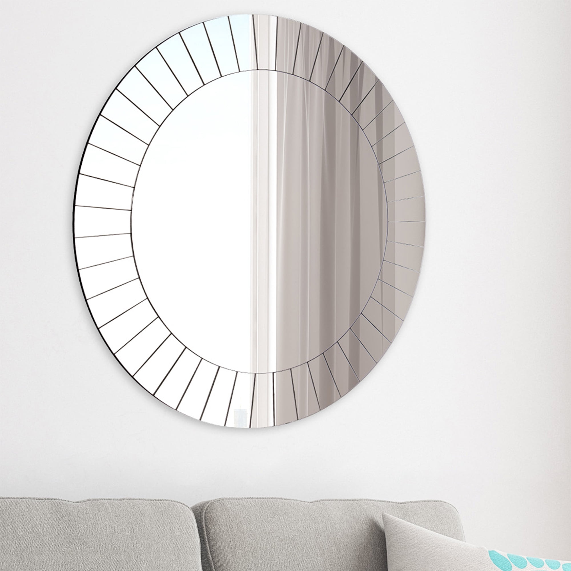 Frameless Beveled Round Wall Mirror 26"x26" by Gallery Solutions