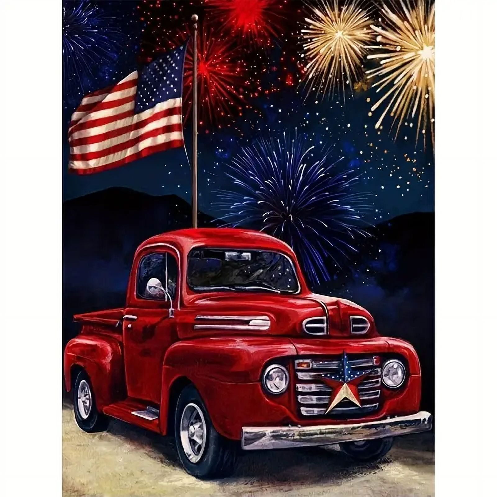 Frameless DIY 5D Artificial Diamond Painting Set Independence Day Car ...